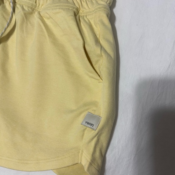 Vuori Light Yellow Women's Athletic Shorts with Drawstring - Picture 3 of 5